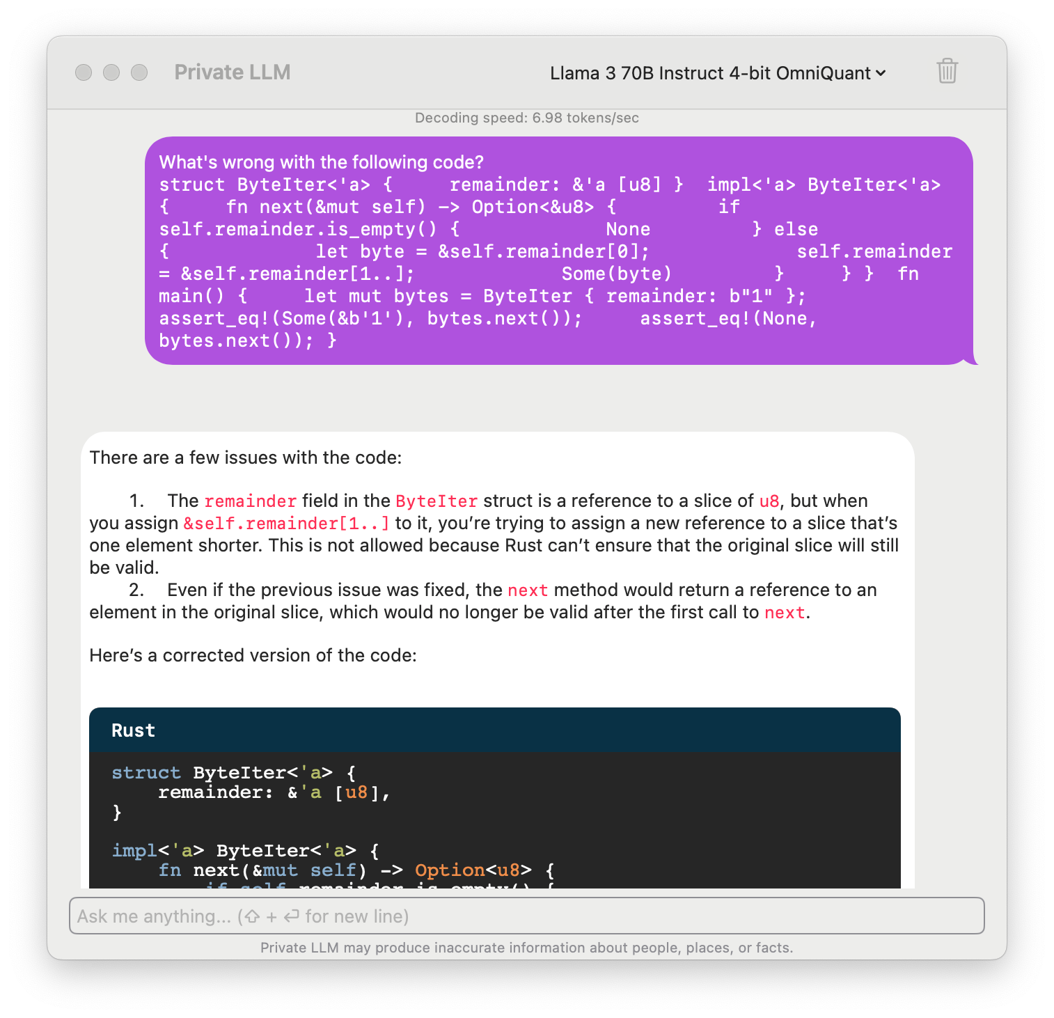 Meta Llama 3 70B Running Locally on Mac